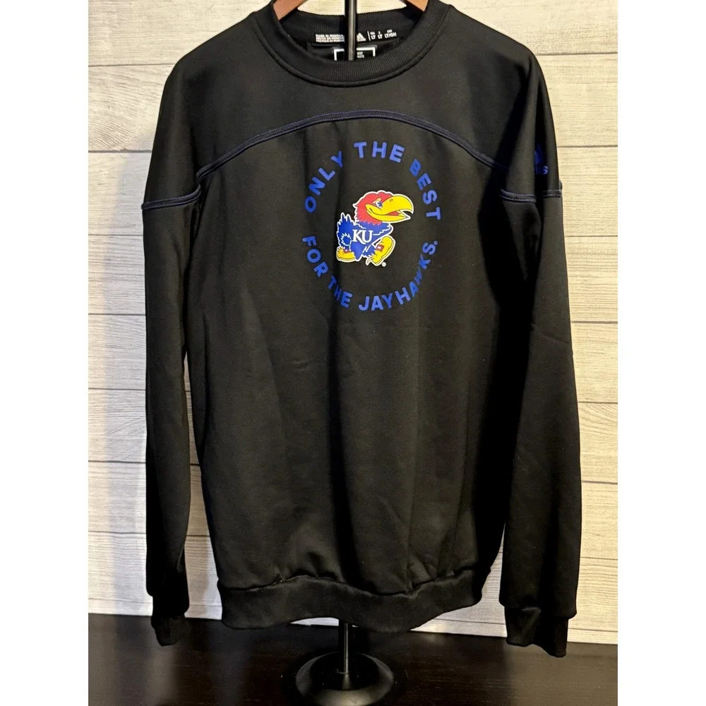 Adidas Men's Kansas Jayhawks Crewneck Sweatshirt Size LT Black NCAA